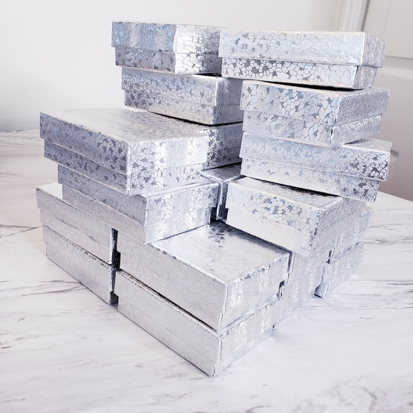 Unbranded Other - Lot Of 25 PC. Silver Boxes Cotton Filled Jewelry